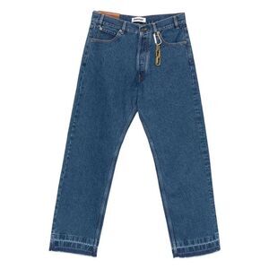 DARKPARK Straight Leg Denim Jeans with Chain Detail Men BLUE Pants